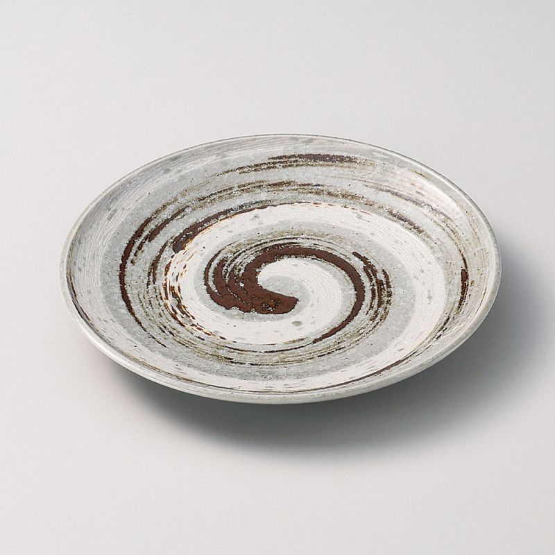 Japanischer traditioneller mittelgroßer runder Teller mit NARUTO-Wirbelmuster