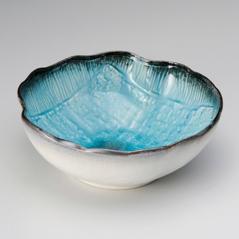 Japanese ceramic ramen bowl, turquoise - TAKOIZU