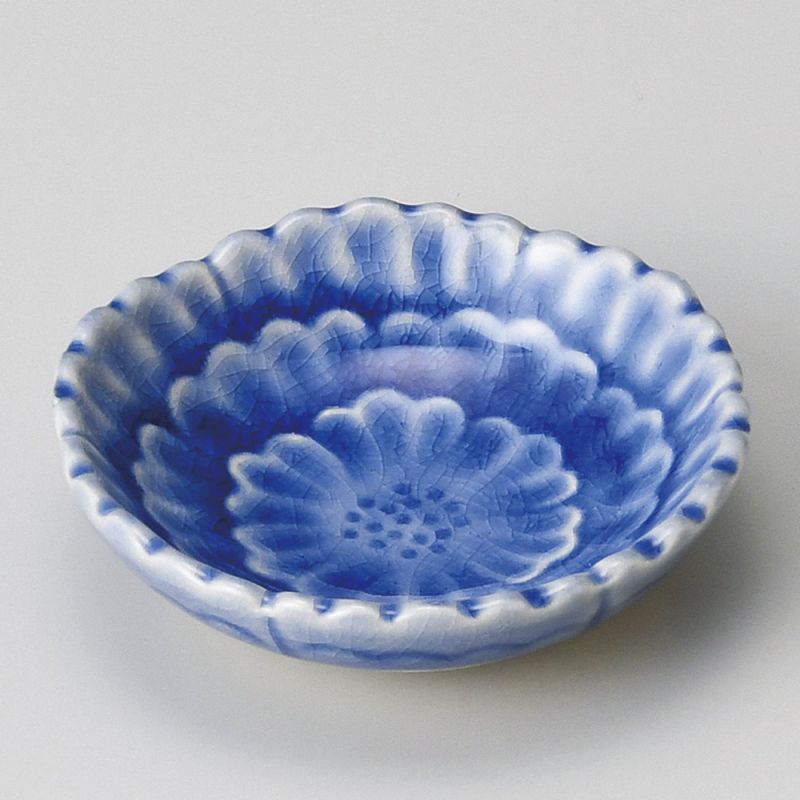 Small Japanese ceramic vessel, blue flower, SOSU