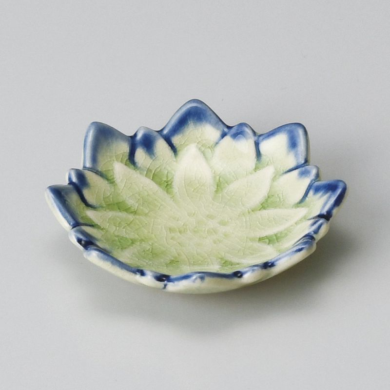 Kleines japanisches Keramikgefäß, grüner Lotus, SOSU