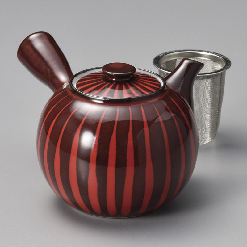 Japanische Kyusu-Teekanne aus Keramik, TSUME, rot