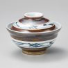 Japanische Keramikschale mit Deckel, SABI IGETA, braun und weiß