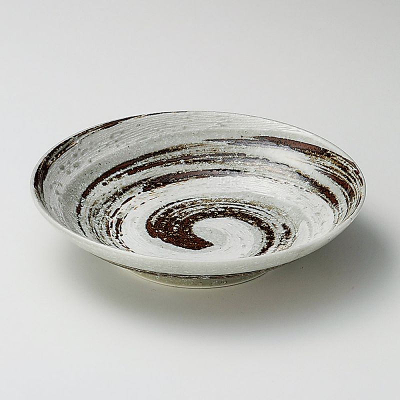 Assiette japonaise en céramique motifs UZUMAKI - Brun