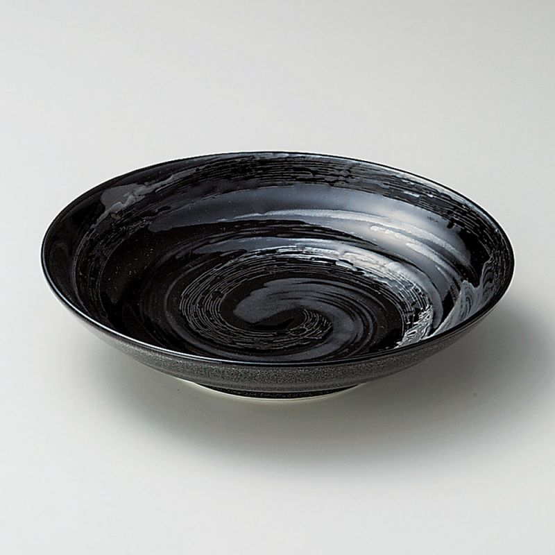 Assiette japonaise en céramique motifs UZUMAKI - noir