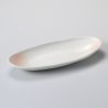 Japanese oval plate in white and pink ceramic - RAITO PINKU