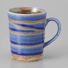 Mug japonais à thé en céramique bleu avec anse, AOYU, tourbillon