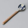 Japanese ceramic spoon, blue flower patterns, AOI HANA