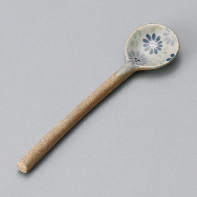 Cuillère en céramique japonaise, motifs fleurs 1,FURAWAZU 1