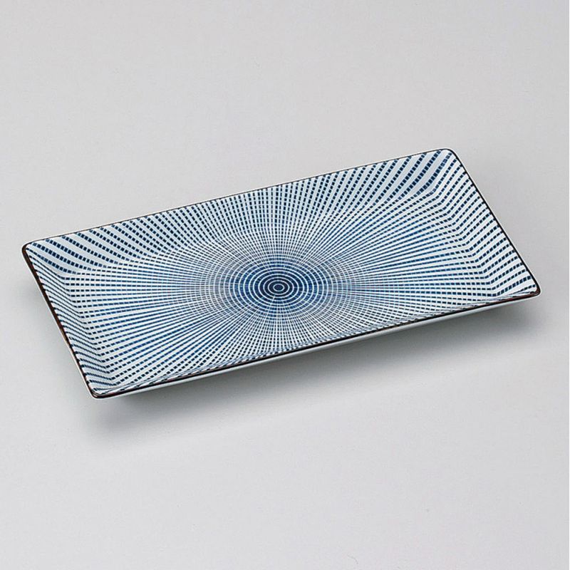 japanische rechteckige Platte, SENDAN TOKUSA, blau