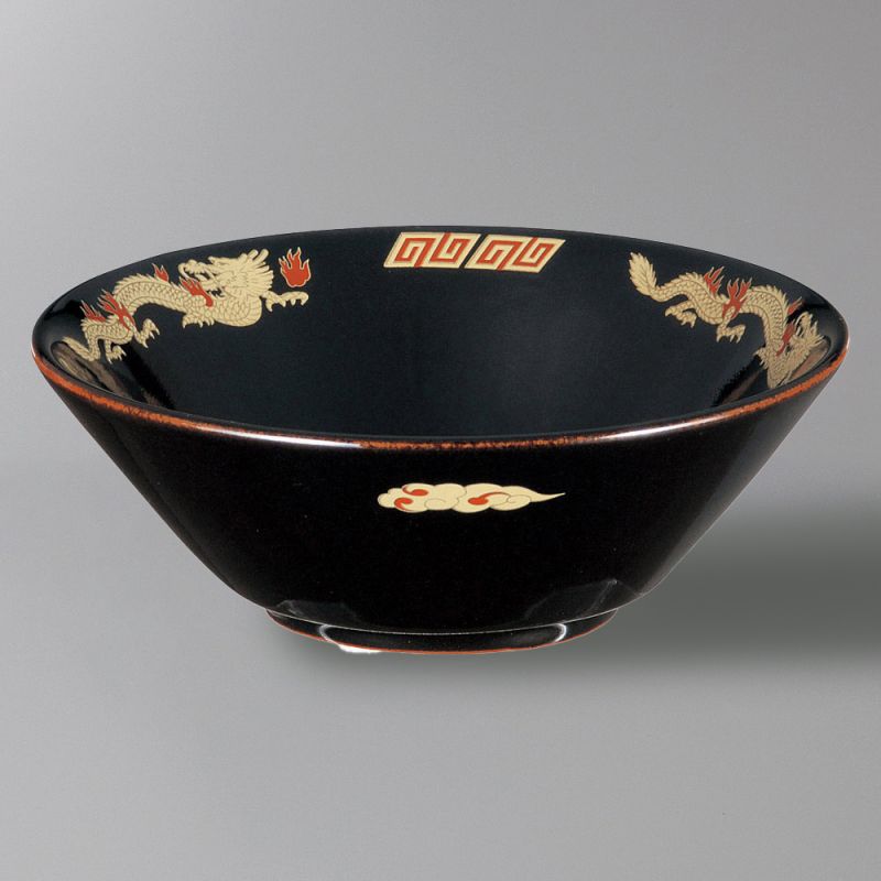 japanese noodle ramen bowl in ceramic Ø19,5cm RYÛ, golden dragon