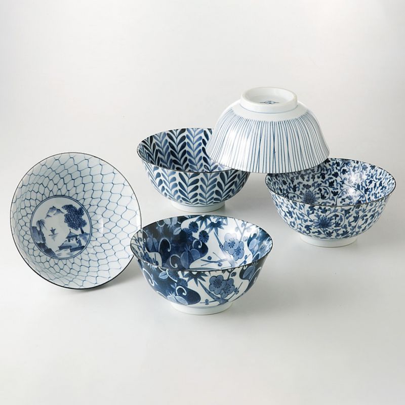 Set aus 5 Donburi-Suppenschalen aus japanischer Keramik DAYAMONDO