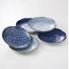 Set de 5 assiettes rondes Ø23cm motifs bleus japonais IMAYÔ KOZOME