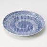 japanese round plate, NAMI, blue