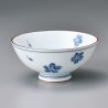 piccola ciotola di riso giapponese blu in ceramica, SAKURA fiori