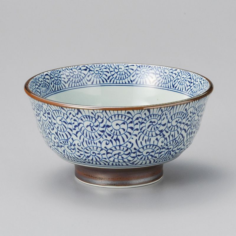 Tazón japonés de ceramica para fideos, TAKO KARAKUSA, azul
