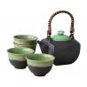 Set teiera e 4 tazze in ceramica nera e verde - MIDORI