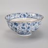 small blue japanese rice bowl in ceramic, KOBANA Ø11,6cm flowers