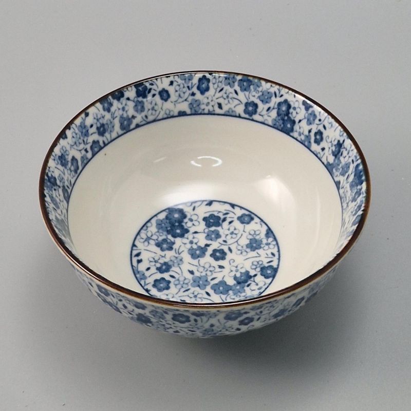 piccola ciotola di riso giapponese blu in ceramica, KOBANA Ø11,6cm fiori