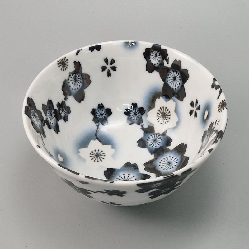japanese rice bowl in ceramic SAKURA, black and white