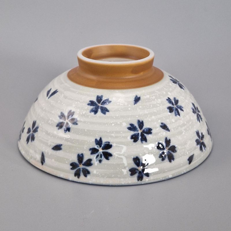 Japanese ceramic rice bowl, SAKURA, blue
