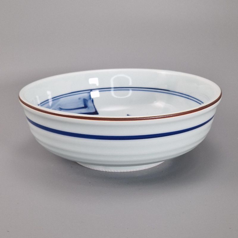 Ciotola di riso in ceramica giapponese, motivo bianco e tradizionale blu, FUKEI