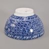 Japanese ceramic rice bowl, NAMI SHONZUI, blue patterns