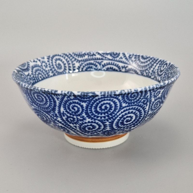 Ciotola di riso in ceramica giapponese, TAKO KARAKUSA, blu