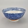 Japanese ceramic rice bowl, TAKO KARAKUSA, blue
