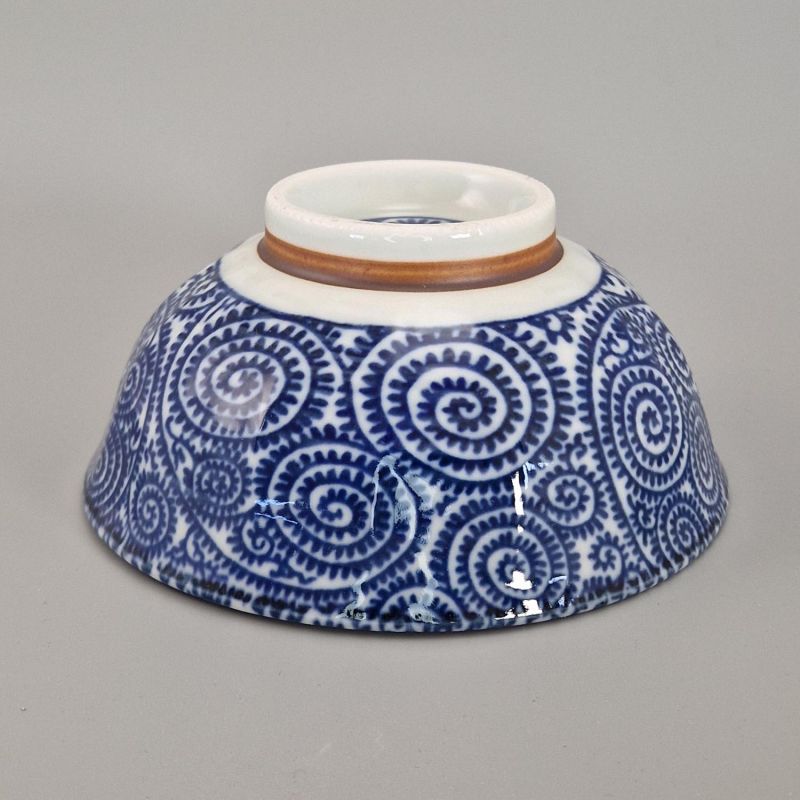 bol à riz japonais en céramique, TAKO KARAKUSA, bleu