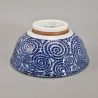 Cuenco de arroz de cerámica japonés, TAKO KARAKUSA, azul