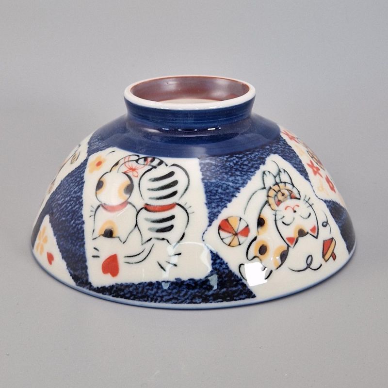 Ciotola di riso in ceramica giapponese, MANEKINEKO KERYÔ, Manekineko