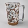 Grand mug japonais à thé en céramique - Hanazome Marron