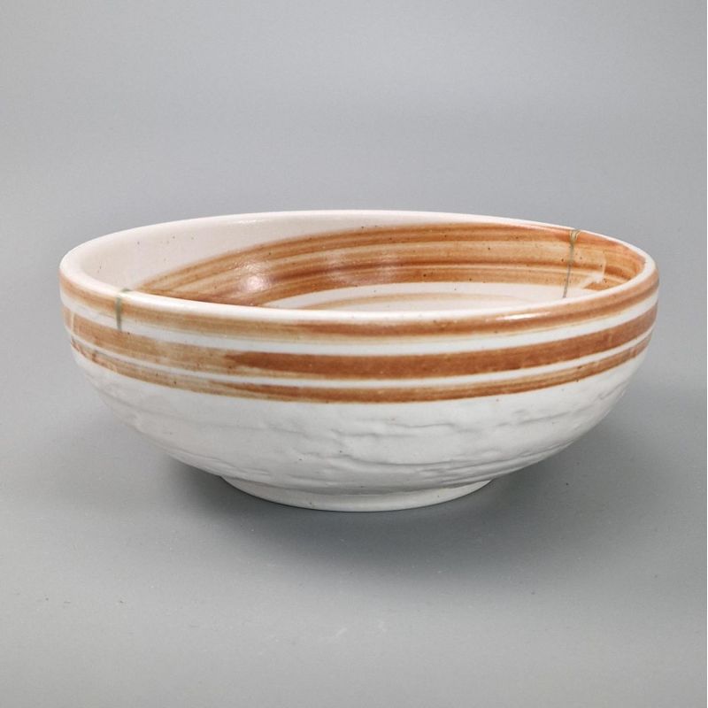 ciotola di zuppa giapponese in ceramica Ø17x6,2cm, HISUI, bianco e arancione