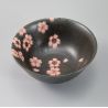 japanese black ramen bowl in ceramic, SAKURA, flowers