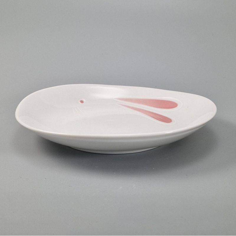 Petite assiette japonaise en céramique blanche lapin - USAGI