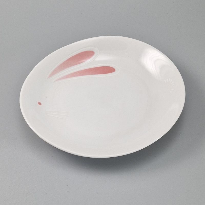 Petite assiette japonaise en céramique blanche lapin - USAGI