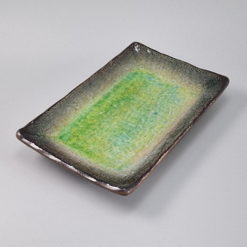 Plato japonés de cerámica verde rectangular - MIDORI