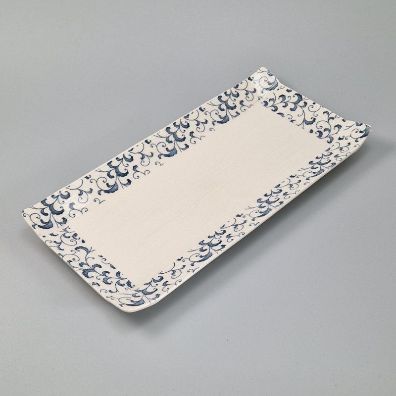 Piatto rettangolare in ceramica bianca e blu - SHIZEN NO PATAN