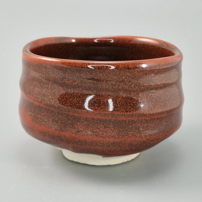 bol japonais pour cérémonie du thé en céramique, SABI, rouge