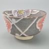 Japanische Teezeremonie Schüssel - Chawan, SAKURA, grau und rosa