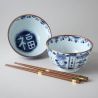 Set of 2 blue Japanese ceramic bowls - KISSHO AIZOME KOBO