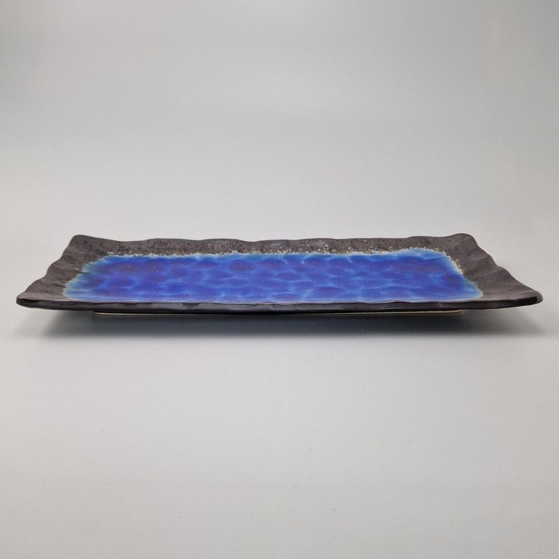 gran plato rectangular japonés , SANMA SHINKAI, azul