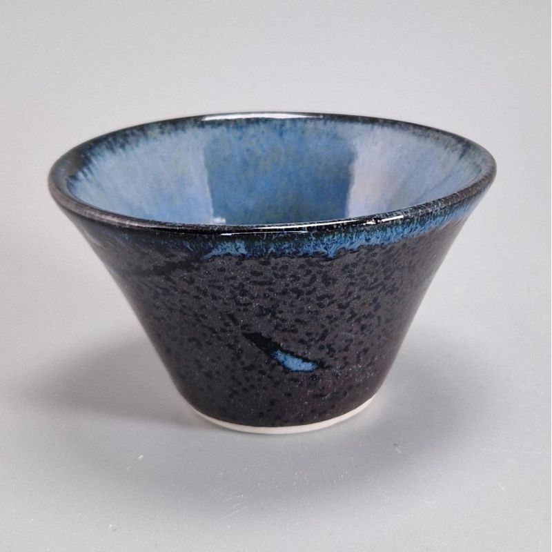 Taza de té de cerámica japonesa, efecto perla azul negro, marrón - Burūpāru kōka