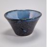 Taza de té de cerámica japonesa, efecto perla azul negro, marrón - Burūpāru kōka