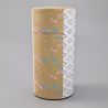 Japanese yellow tea box in washi paper, HANAGOYOMI,