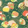 large sheet of Japanese paper, green, YUZEN WASHI, matching shells.