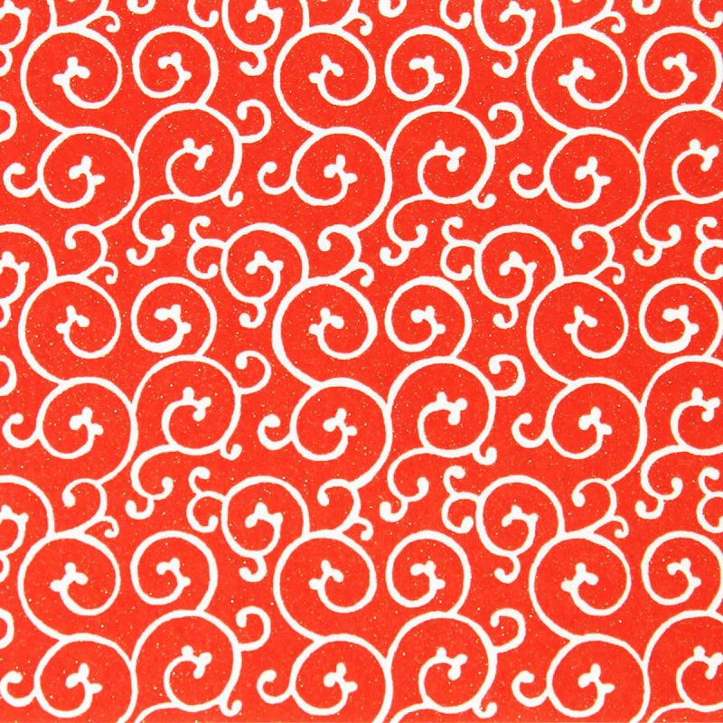 hoja grande de papel japonés, YUZEN WASHI, rojo, estampado arabesco