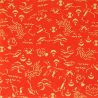 grande foglio di carta giapponese, rosso, YUZEN WASHI, Gru, Tartaruga e Tesoro