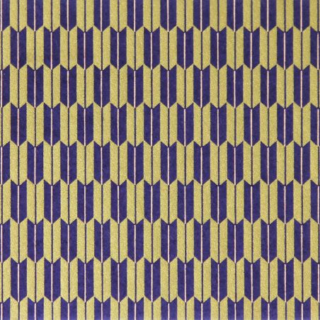 Hoja grande de papel japonés, YUZEN WASHI, morado y dorado, Yagasuri