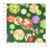Blatt Japanpapier A4, YUZEN WASHI, grün, Vier Jahreszeiten mit Blumen mit Schneeflockenmuster